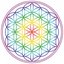 Bild von Aufkleber 14 cm  Blume des Lebens Regenbogen-Chakra transparent