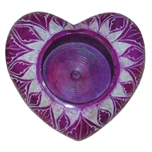 Bild von Teelicht Herz Speckstein lila 6 cm