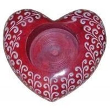 Bild von Teelicht Herz Speckstein rot 6cm