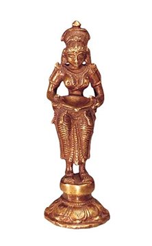 Bild von Lakshmi, stehend, Messing, 14 cm hoch