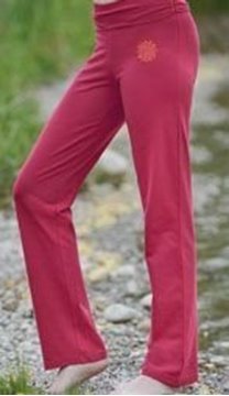 Bild von Yoga-Hose lang mit Umschlagbund, rosenrot