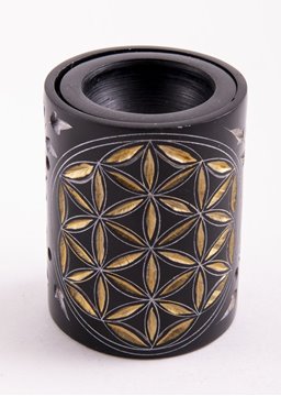 Bild von Aromalampe - Blume des Lebens, Zylinder in Schwarz und Gold