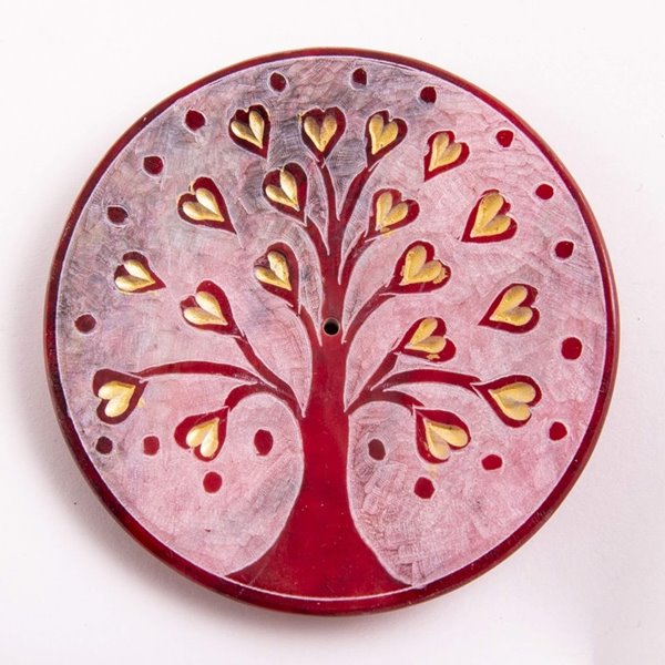 Bild von Lebensbaum Herzchen, rot - Räucherstäbchenhalter aus Speckstein