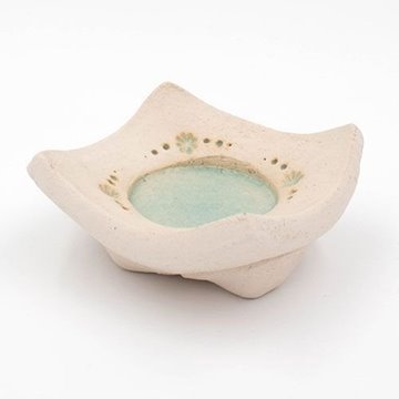 Bild von Keramikständer Heilkräuterkerze, hellblau Blume