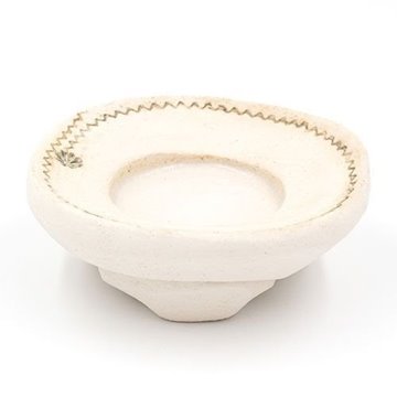 Bild von Keramikständer Heilkräuterkerze, rund, weiss, zickzack