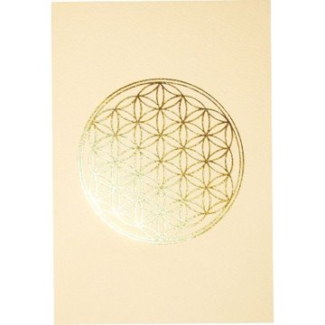 Bild von Klappkarte Blume des Lebens mattweiss/gold 12 cm x 17 cm