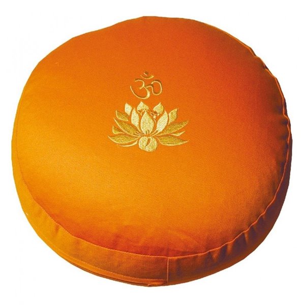 Bild von Meditationskissen Orange mit Inlet Lotus OM in Gold