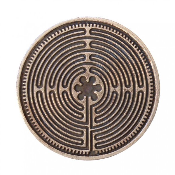 Bild von Glücksmünze Labyrinth Chartres Kupfer verzinnt 4 cm