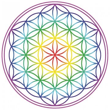 Bild von Aufkleber Set 2 x 4.5 cm/1 x 9 cm Blume des Lebens Regenbogen-Chakra transparent