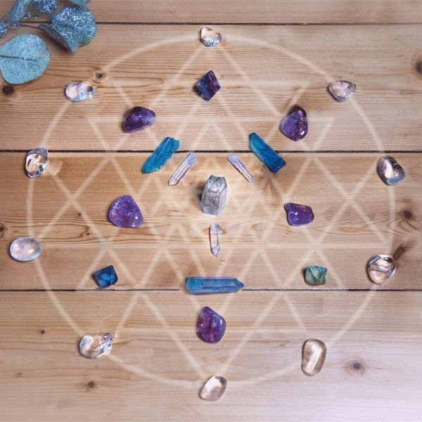 Bild von Crystal Grid Steineset - Innere Harmonie & Ausgeglichenheit