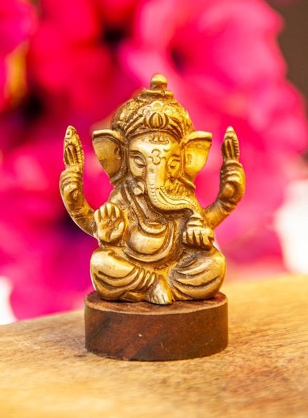 Bild von Ganesha aus Messing/Akazienholz, 6.5 cm