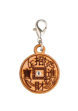 Bild von Chinesische Zeichen - Holz-Charm mit Kristall