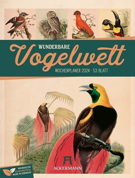 Bild von Ackermann Kunstverlag: Wunderbare Vogelwelt - Vintage Wochenplaner Kalender 2024
