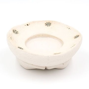 Bild von Keramikständer Heilkräuterkerze, rund, weiss Blume