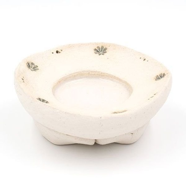 Bild von Keramikständer Heilkräuterkerze, rund, weiss Blume