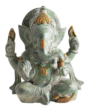 Bild von Ganesha aus grünem Sandstein, 16 cm