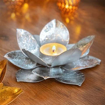 Bild von Teelichthalter silber Magischer Lotusglanz
