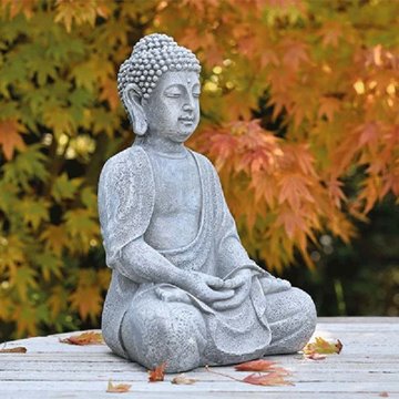 Bild von Figur Meditierender Buddha, hellgrau, H30 cm