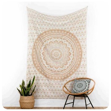 Bild von Mandala-Wandtuch in weiss Ombre 140 x 220 cm