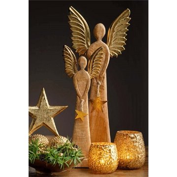 Bild von Holz-Engelfigur gross Golden Star, H ca. 45 cm