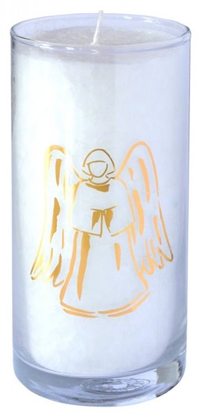 Bild von Stearin-Palmwachskerze Engel Pure 14 cm, Stearinwachs und Glas