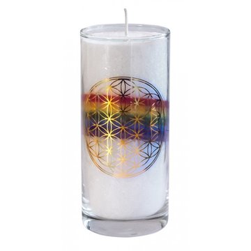 Bild von Stearin-Palmwachskerze Blume des Lebens Crystal Rainbow 14 cm, Stearinwachs
