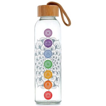 Bild von Chakra-Glaswasserflasche mit Bambusdeckel, 500ml