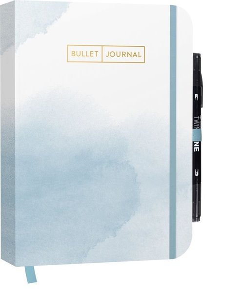 Bild von Bullet Journal "Watercolor Blue" 05 mit original Tombow TwinTone Dual-Tip Marker 33 black