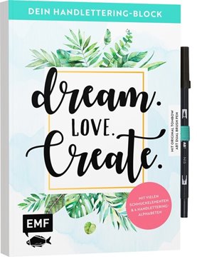 Bild von Dein Handlettering-Block - Dream. Love. Create. Mit original Tombow ABT Dual Brush Pen