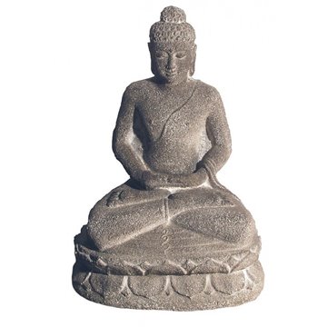 Bild von Buddha in Meditation Sandstein grau 15 cm x 24 cm