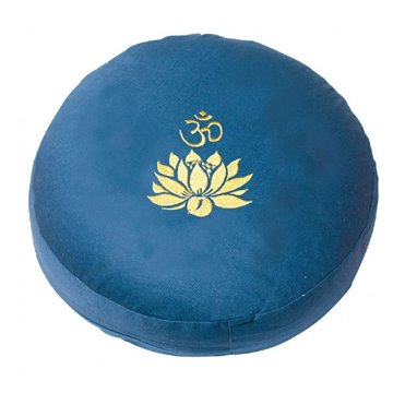 Bild von Meditationskissen Blau mit Inlet Lotus OM in Gold