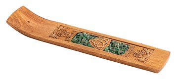 Bild von Keltischer Knoten mit Aventurin Holzhalter für Räucherstäbchen