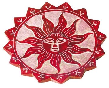 Bild von Räucherstäbchenhalter Sonne Speckstein rot 10cm