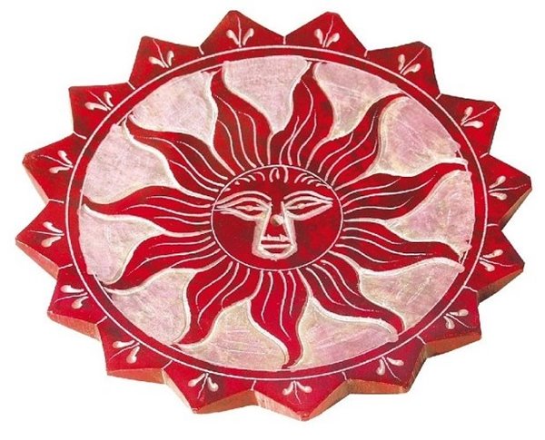 Bild von Räucherstäbchenhalter Sonne Speckstein rot 10cm